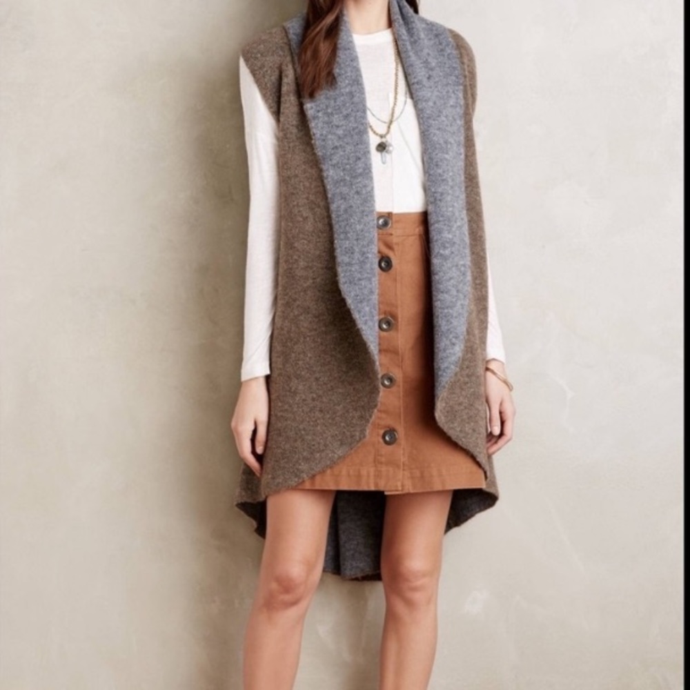 Chic Anthropology MOTH Shawled long sweater vest